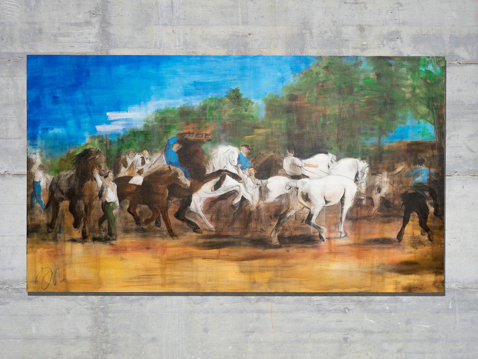 The Horse Fair contemporary after Rosa Bonheur contemporary painting / Artist TOMOYA NAKANO