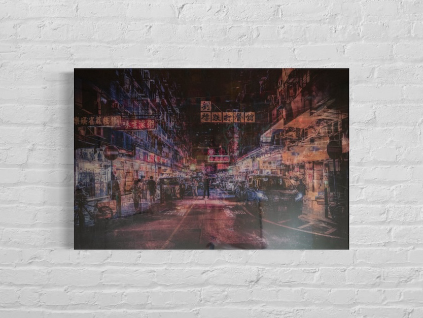 Hong Kong cityscape contemporary mixed media art