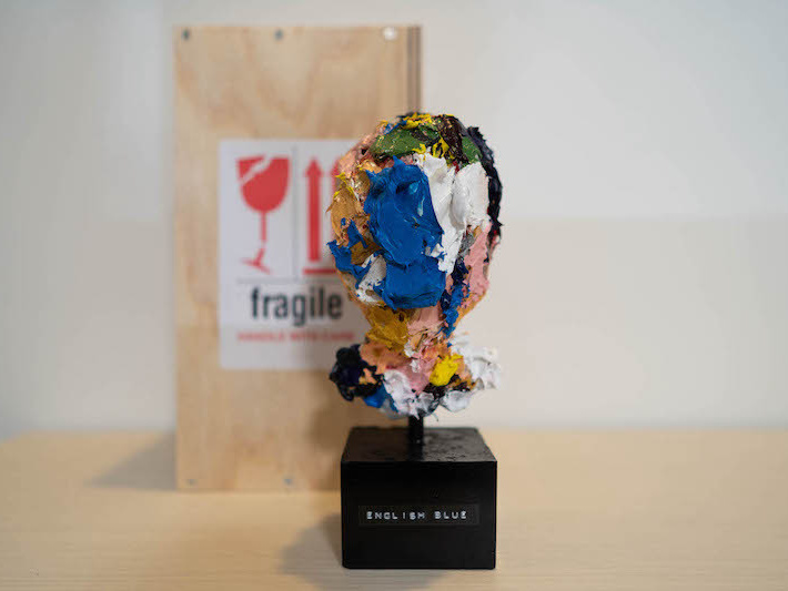 BLUE abstract sclpture contemporary portrait 