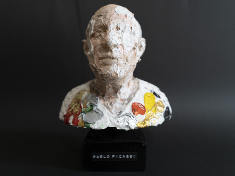 Orange abstract sclpture contemporary portrait 