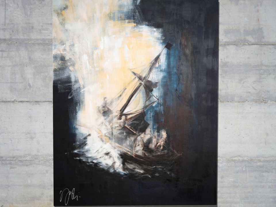 The Storm on the Sea of Galilee after Rembrandt contemporary painting / Artist TOMOYA NAKANO